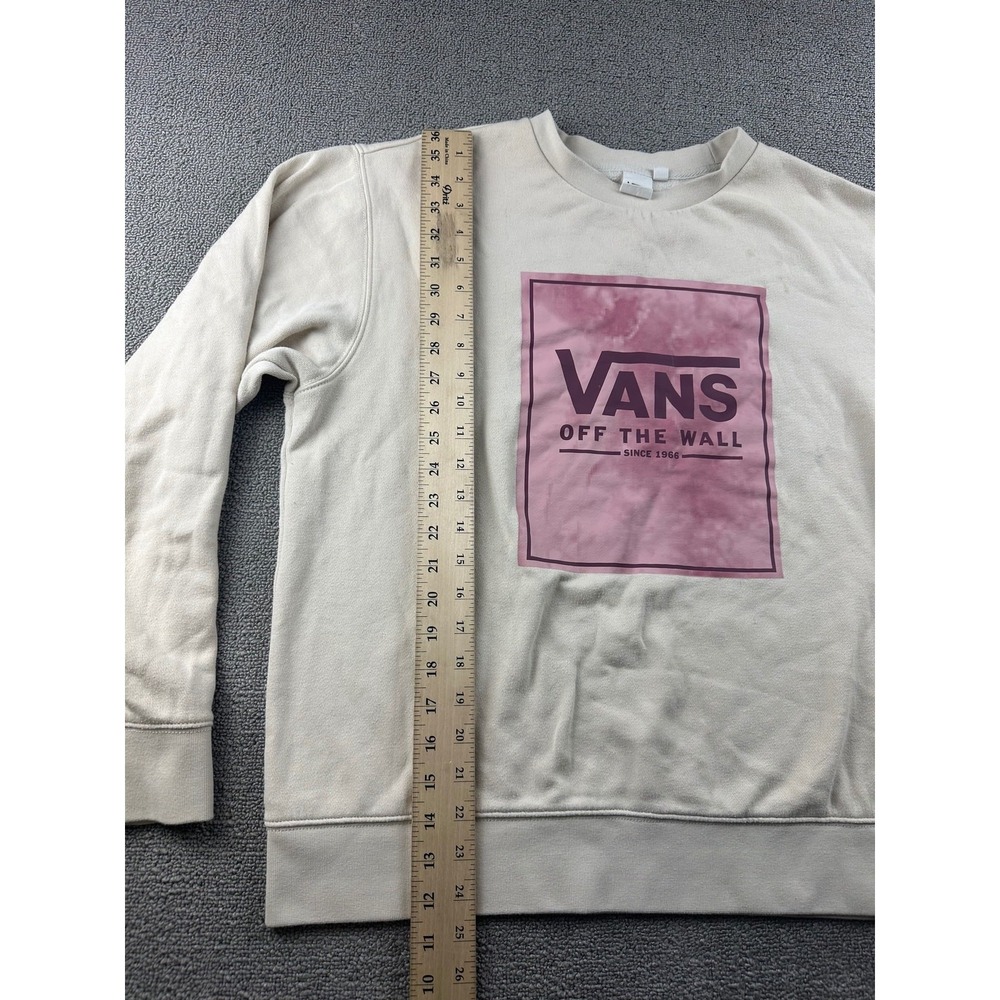 Vans Sweatshirt Women XL Beige Tie-Dye Logo Box Cotton Blend Streetwear Skater - Picture 8 of 11